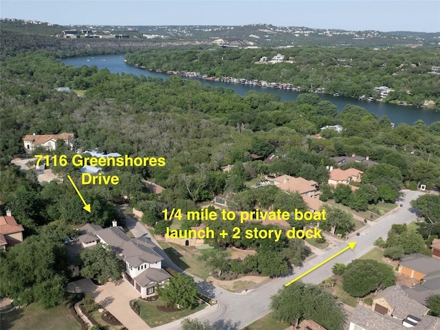 7116 Greenshores Dr, Austin, TX 78730 - drone / aerial view of a large body of water and a forest