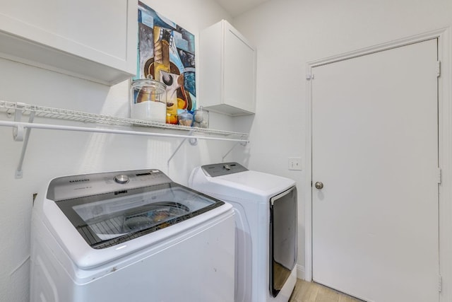 101 Peterson Ct, Austin, TX 78734 - washroom featuring cabinet space, independent washer and dryer, and light wood-style flooring