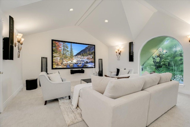 4715 Highland Ter, Austin, TX 78731 - cinema room featuring vaulted ceiling, carpet flooring, and recessed lighting