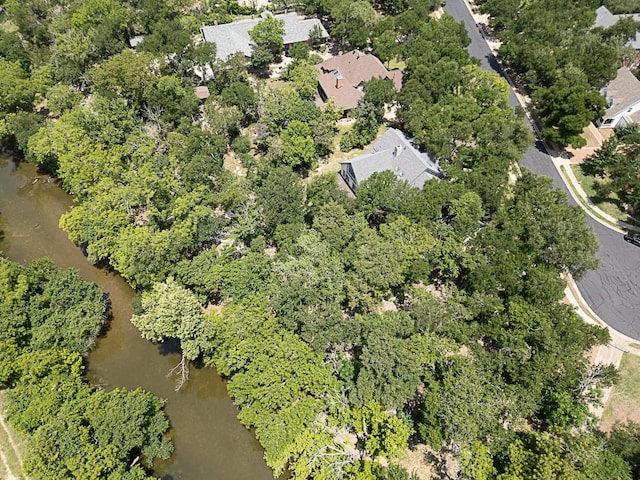 1400 Pearl Cv, Round Rock, TX 78681 - aerial view of property and surrounding area with a nearby body of water and a tree filled landscape