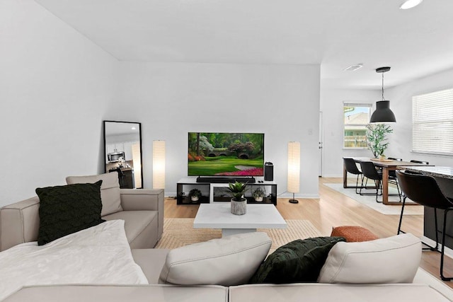114 Ashford Way, Georgetown, TX 78626 - living room featuring light wood finished floors