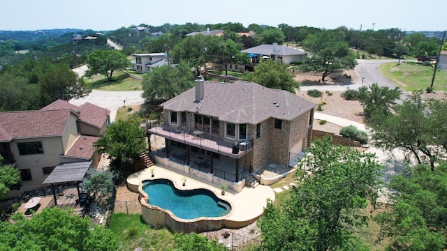 21012 N Rdg, Lago Vista, TX 78645 - view from above of property featuring a pool