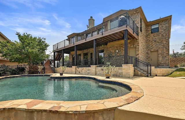 21012 N Rdg, Lago Vista, TX 78645 - view of pool with stairway and a patio