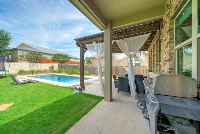 20304 Thumper Jack Ct, Pflugerville, TX 78660 - view of swimming pool featuring a trampoline, a patio, and grilling area