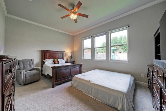 20304 Thumper Jack Ct, Pflugerville, TX 78660 - carpeted bedroom with ornamental molding, baseboards, and ceiling fan