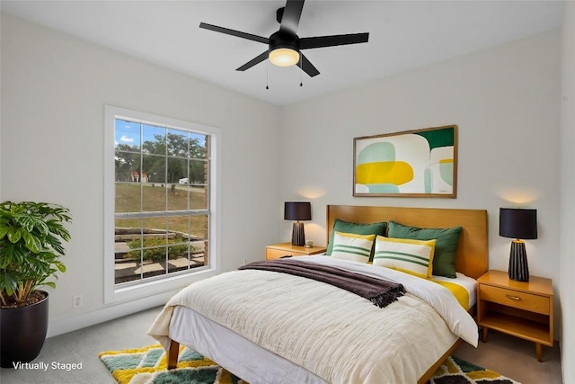 206 High Plains Dr, Dripping Springs, TX 78620 - carpeted bedroom featuring a ceiling fan