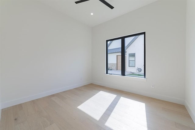125 Azalea Loop, Horseshoe Bay, TX 78657 - unfurnished room with ceiling fan, light wood-style flooring, baseboards, and recessed lighting