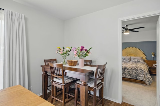 16708 Hamilton Point Cir, Manor, TX 78653 - dining space with a ceiling fan and baseboards
