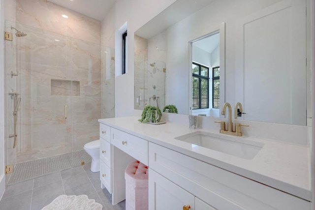 4255 Fm 3405, Georgetown, TX 78633 - full bath with a marble finish shower, vanity, and tile patterned flooring