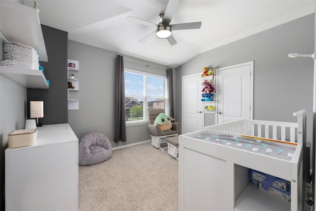 1312 Backcountry Dr, Leander, TX 78641 - bedroom featuring vaulted ceiling and a ceiling fan