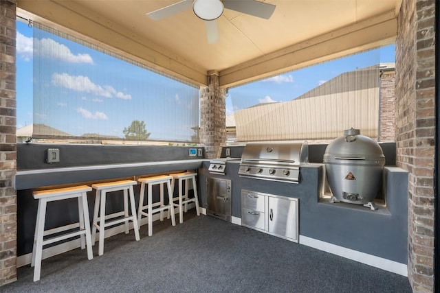 1312 Backcountry Dr, Leander, TX 78641 - view of patio with a ceiling fan and an outdoor bar