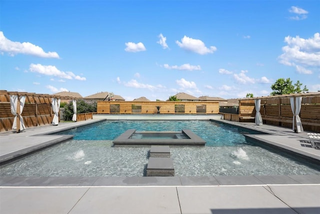 1312 Backcountry Dr, Leander, TX 78641 - view of swimming pool with a pool with connected hot tub and a fenced backyard