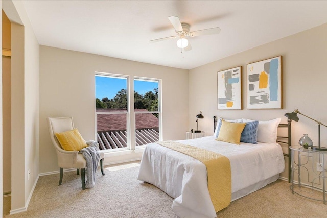 4117 Ridgeline Dr, Austin, TX 78731 - bedroom featuring light carpet, baseboards, and ceiling fan
