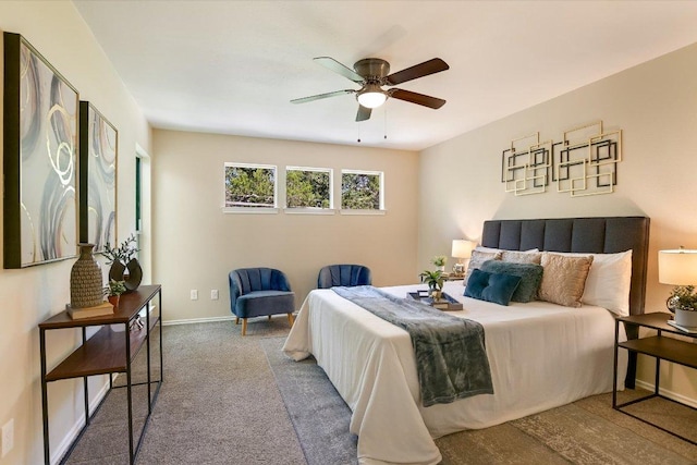 4117 Ridgeline Dr, Austin, TX 78731 - bedroom with ceiling fan, carpet floors, and baseboards