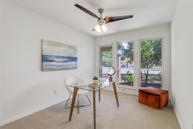 2603 Carlow Dr, Austin, TX 78745 - office space featuring carpet, ceiling fan, and baseboards