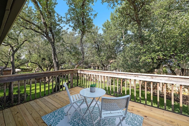 11008 Arch Ter, Austin, TX 78750 - wooden deck with view of scattered trees