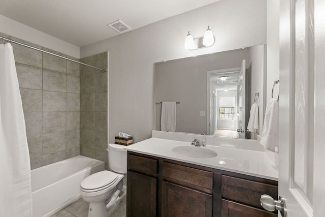 1701 S Bell Blvd Unit 101, Cedar Park, TX 78613 - bathroom with vanity, shower / bath combination with curtain, toilet, and tile patterned flooring