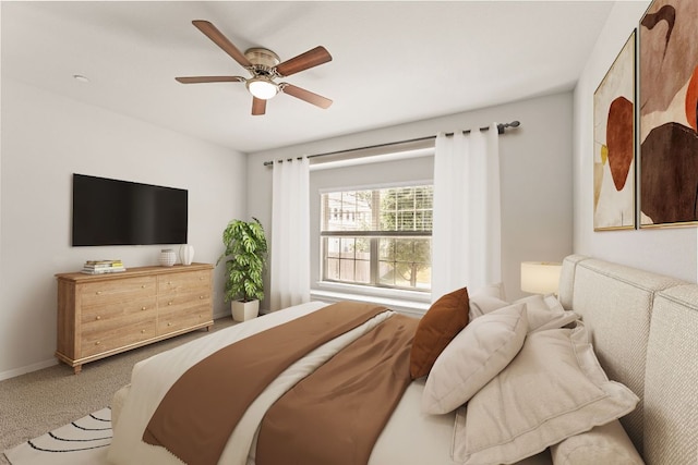 1701 S Bell Blvd Unit 101, Cedar Park, TX 78613 - bedroom featuring carpet, a ceiling fan, and baseboards