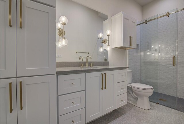 19543 Lakehurst Loop, Spicewood, TX 78669 - full bath with toilet, vanity, and a stall shower