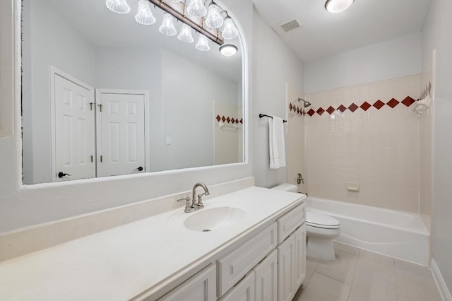 12004 Mira Mesa Dr, Austin, TX 78732 - full bathroom featuring vanity, bathtub / shower combination, and tile patterned flooring
