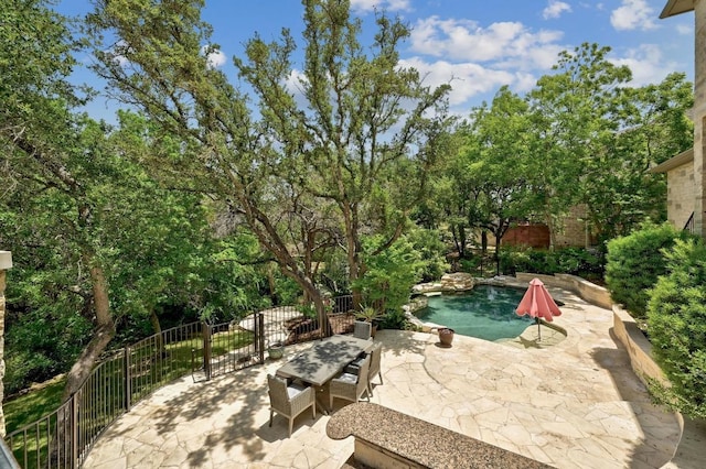12004 Mira Mesa Dr, Austin, TX 78732 - view of patio featuring view of wooded area