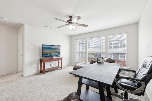 2632 Century Park Blvd Unit 38, Austin, TX 78727 - office area featuring carpet, ceiling fan, and baseboards