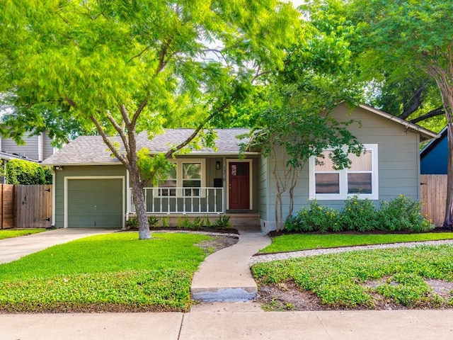 1316 Arcadia Ave, Austin, TX 78757 - ranch-style house featuring a porch, a garage, concrete driveway, and roof with shingles