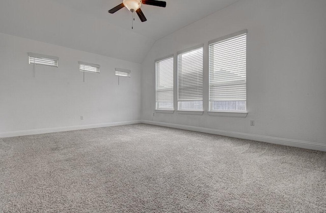 20908 Akbash Ln, Pflugerville, TX 78660 - carpeted spare room featuring a ceiling fan and lofted ceiling