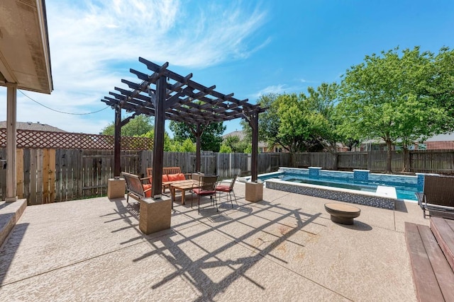 2407 Powderham Ln S, Cedar Park, TX 78613 - fenced backyard with a jacuzzi, a pergola, and a patio