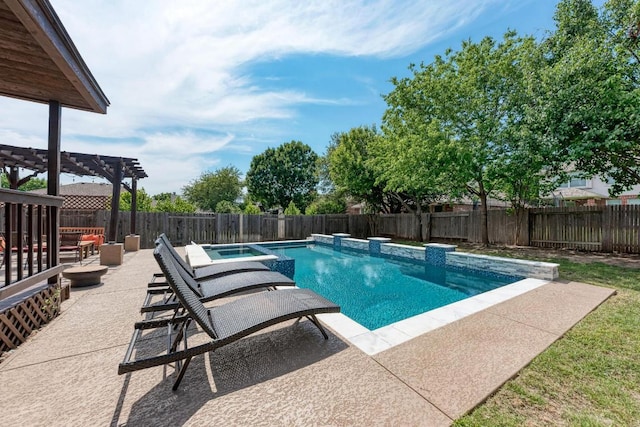 2407 Powderham Ln S, Cedar Park, TX 78613 - view of swimming pool with a pergola, a fenced backyard, and a patio area