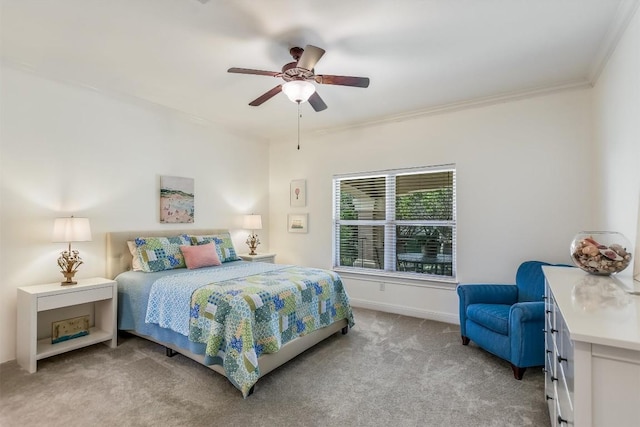 9501 Derecho Bnd, Austin, TX 78737 - carpeted bedroom featuring ornamental molding, a ceiling fan, and baseboards