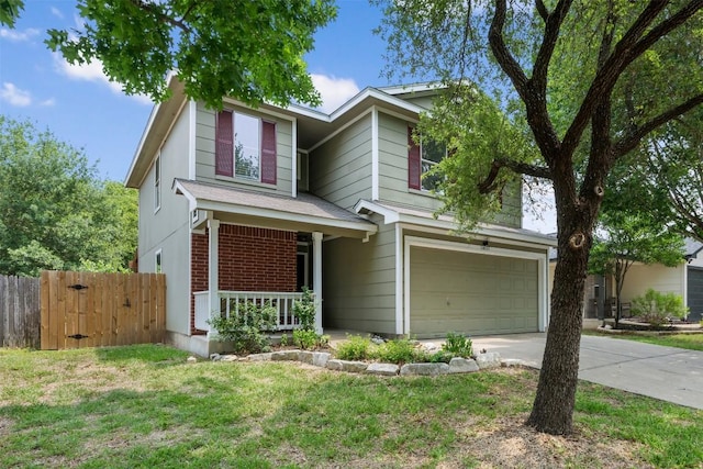 11607 Robert Wooding Dr, Austin, TX 78748 - traditional-style house featuring covered porch, an attached garage, and concrete driveway