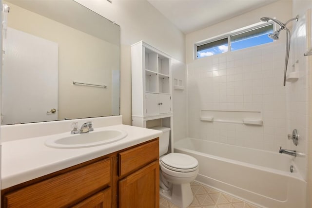 11607 Robert Wooding Dr, Austin, TX 78748 - full bathroom featuring vanity, bathing tub / shower combination, and toilet