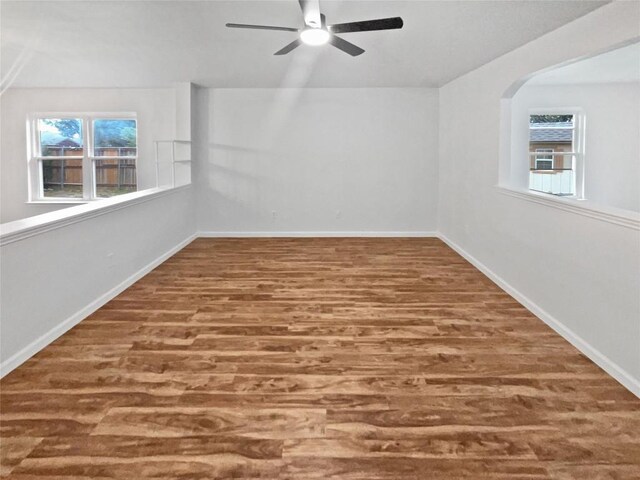126 Waterlily Way, Hutto, TX 78634 - empty room featuring wood finished floors and a ceiling fan