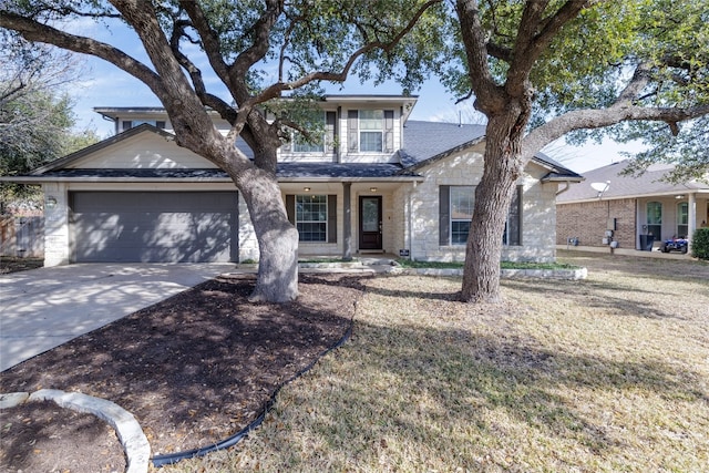 1301 Chardonnay Xing, Leander, TX 78641 - traditional-style house featuring concrete driveway, a porch, a garage, and a shingled roof