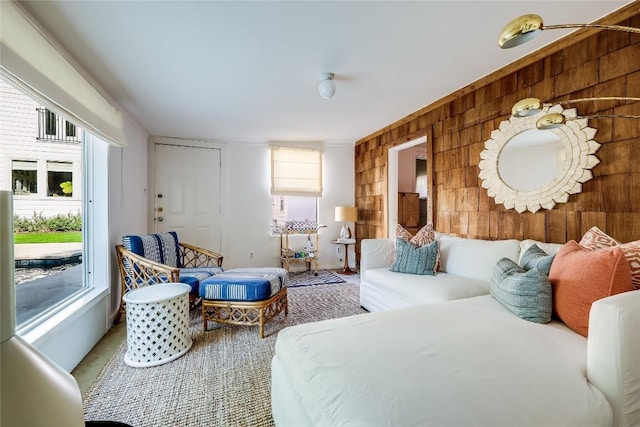 3202 Beverly Rd, Austin, TX 78703 - living room featuring wooden walls