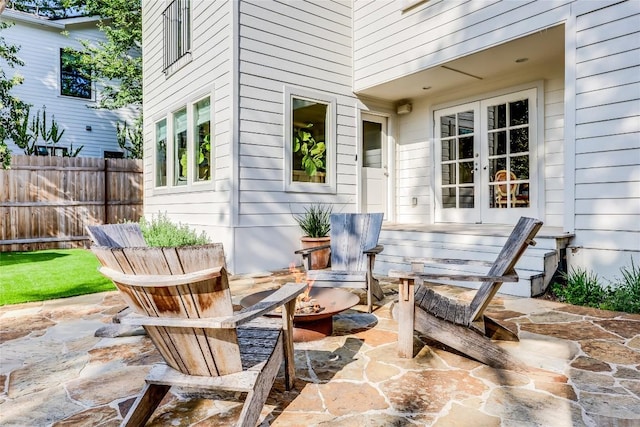 3202 Beverly Rd, Austin, TX 78703 - view of patio / terrace with french doors and a fire pit