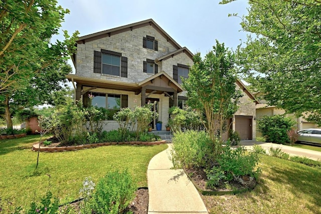 601 Harris Dr, Austin, TX 78737 - craftsman-style home with stone siding and a front lawn