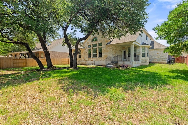 16304 Fincastle Dr, Austin, TX 78717 - rear view of property with stone siding