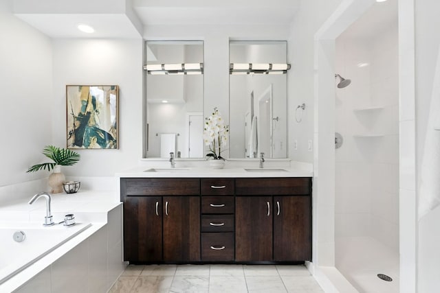 1500 Summit St Unit 4, Austin, TX 78741 - bathroom with a garden tub, double vanity, and tiled shower