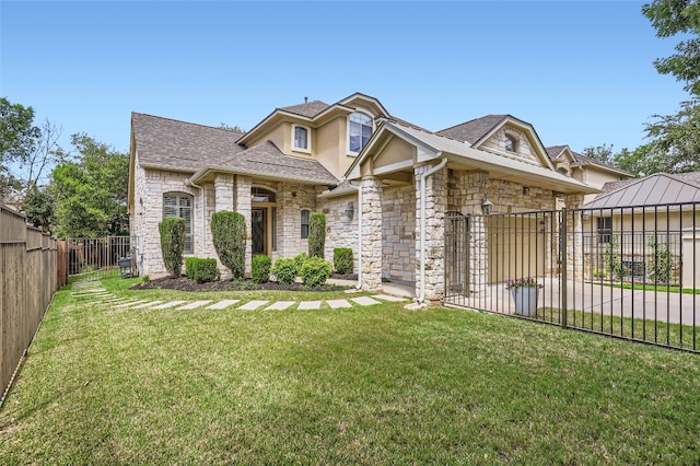 2503 Kinclaven Ct, Cedar Park, TX 78613 - view of front of house featuring stone siding, roof with shingles, and stucco siding