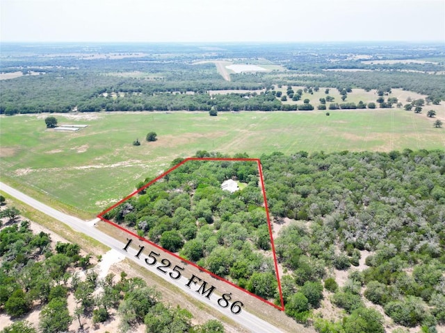 11525 Fm 86th Rd, Lockhart, TX 78644 - overview of rural landscape featuring property parcel outlined