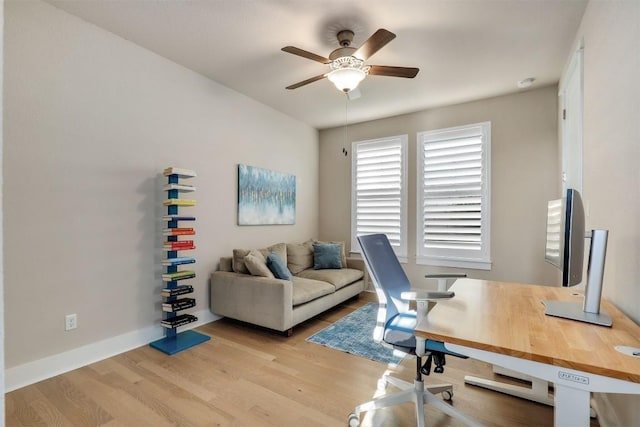 5502 Patagonia Pass, Austin, TX 78738 - office space featuring a ceiling fan, light wood-style flooring, and baseboards