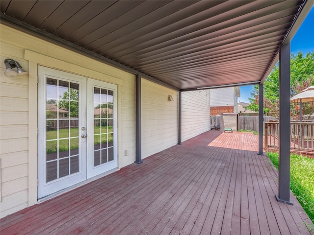 1010 Barclay Dr, Leander, TX 78641 - wooden terrace with french doors
