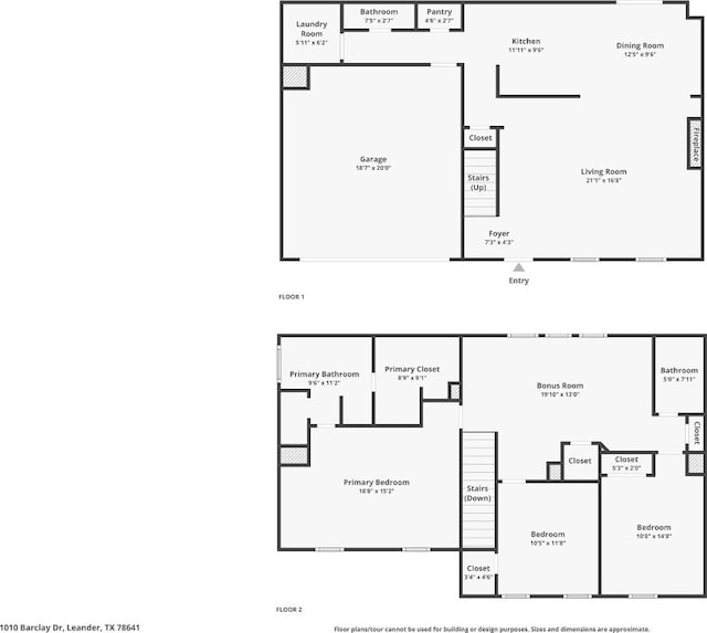 1010 Barclay Dr, Leander, TX 78641 - property floor plan