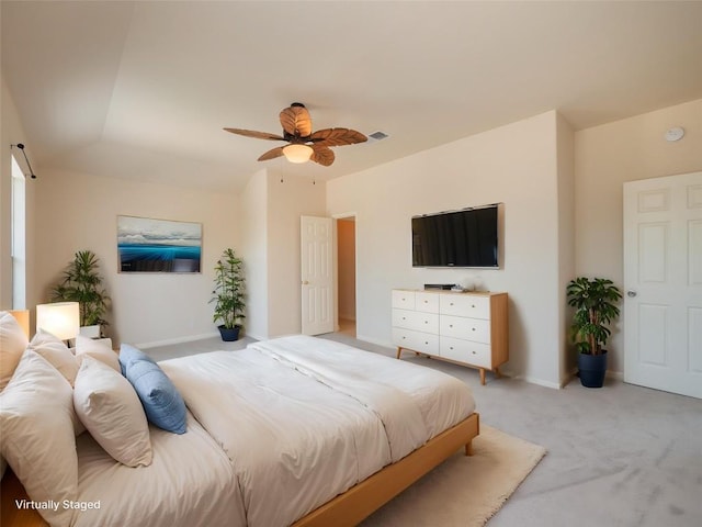 1010 Barclay Dr, Leander, TX 78641 - bedroom featuring light carpet, baseboards, and ceiling fan