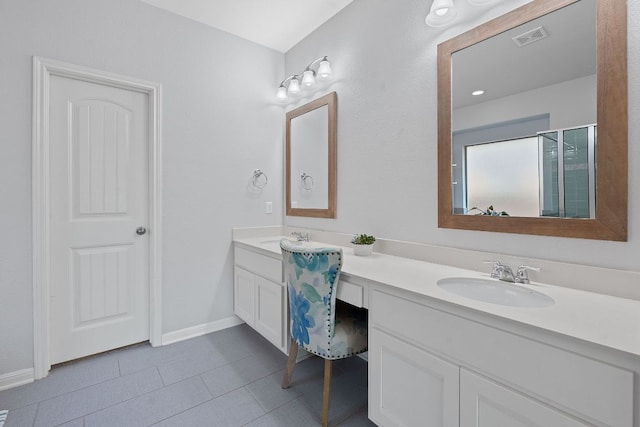 2809 Coral Valley Dr, Leander, TX 78641 - full bathroom featuring double vanity, tile patterned floors, and baseboards