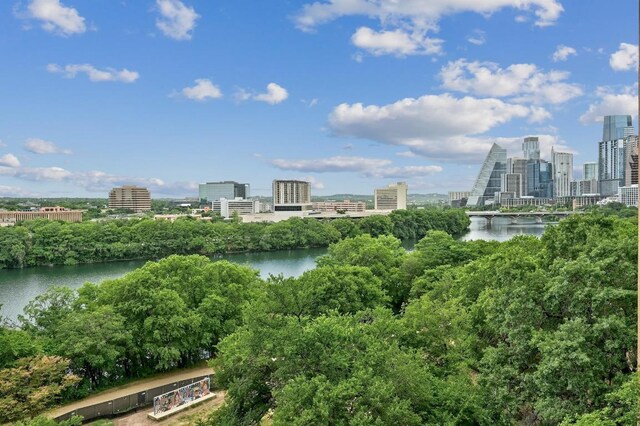 54 Rainey St Unit 814, Austin, TX 78701 - view of city skyline featuring a large body of water and a tree filled landscape