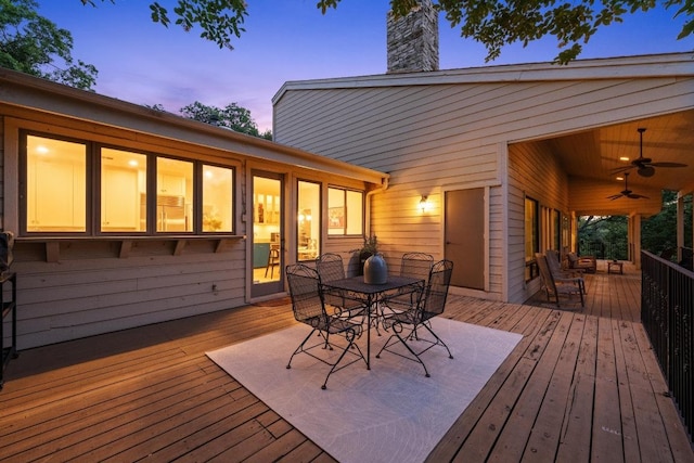 3101 Fleece Flower Cv, Austin, TX 78735 - wooden deck featuring outdoor dining space and a ceiling fan