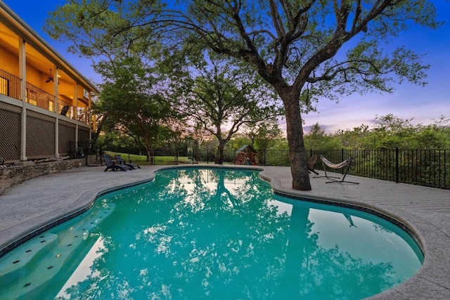 3101 Fleece Flower Cv, Austin, TX 78735 - view of swimming pool with ceiling fan and a patio